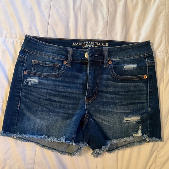 American Eagle Outfitters Pants - American Eagle Outfitters Dark Blue Distressed Jean Shorts